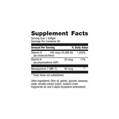 Vitamin D3 10,000 + K 60CT