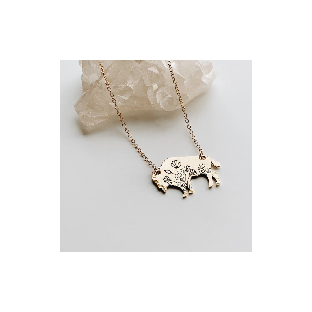 Wildflower Bison Necklace