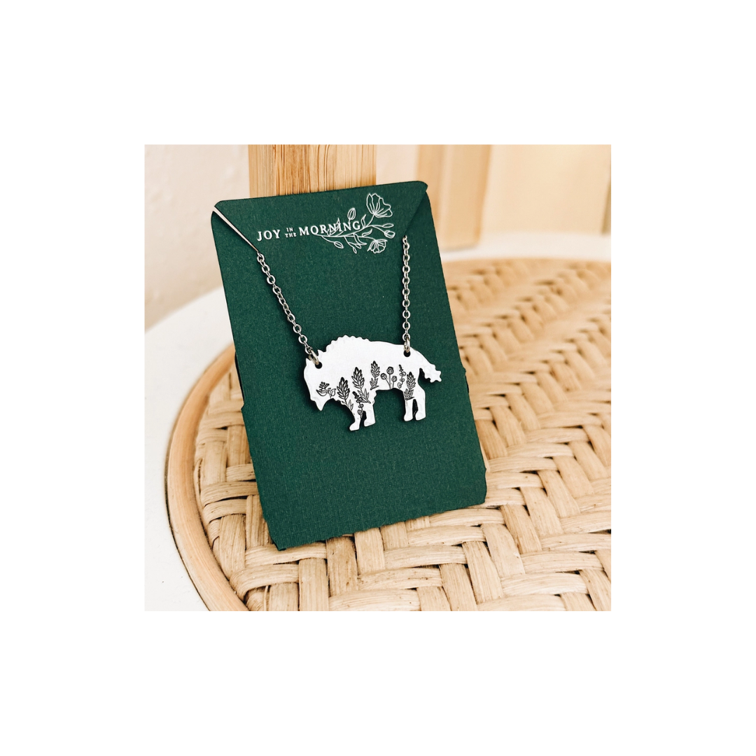 Botanical Buffalo Hand Stamped Necklace