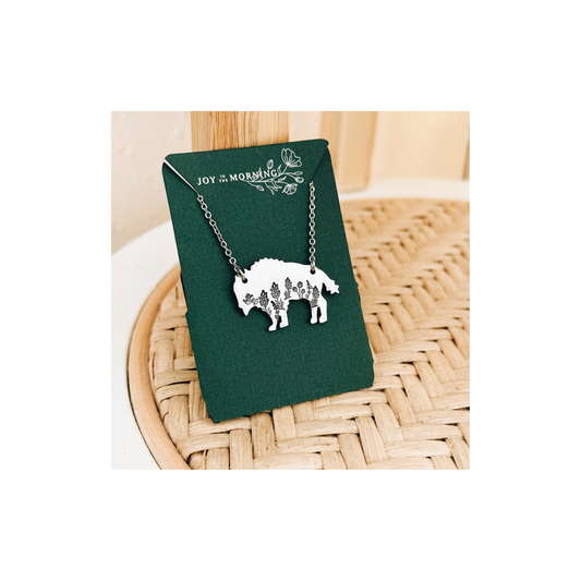 Botanical Buffalo Hand Stamped Necklace
