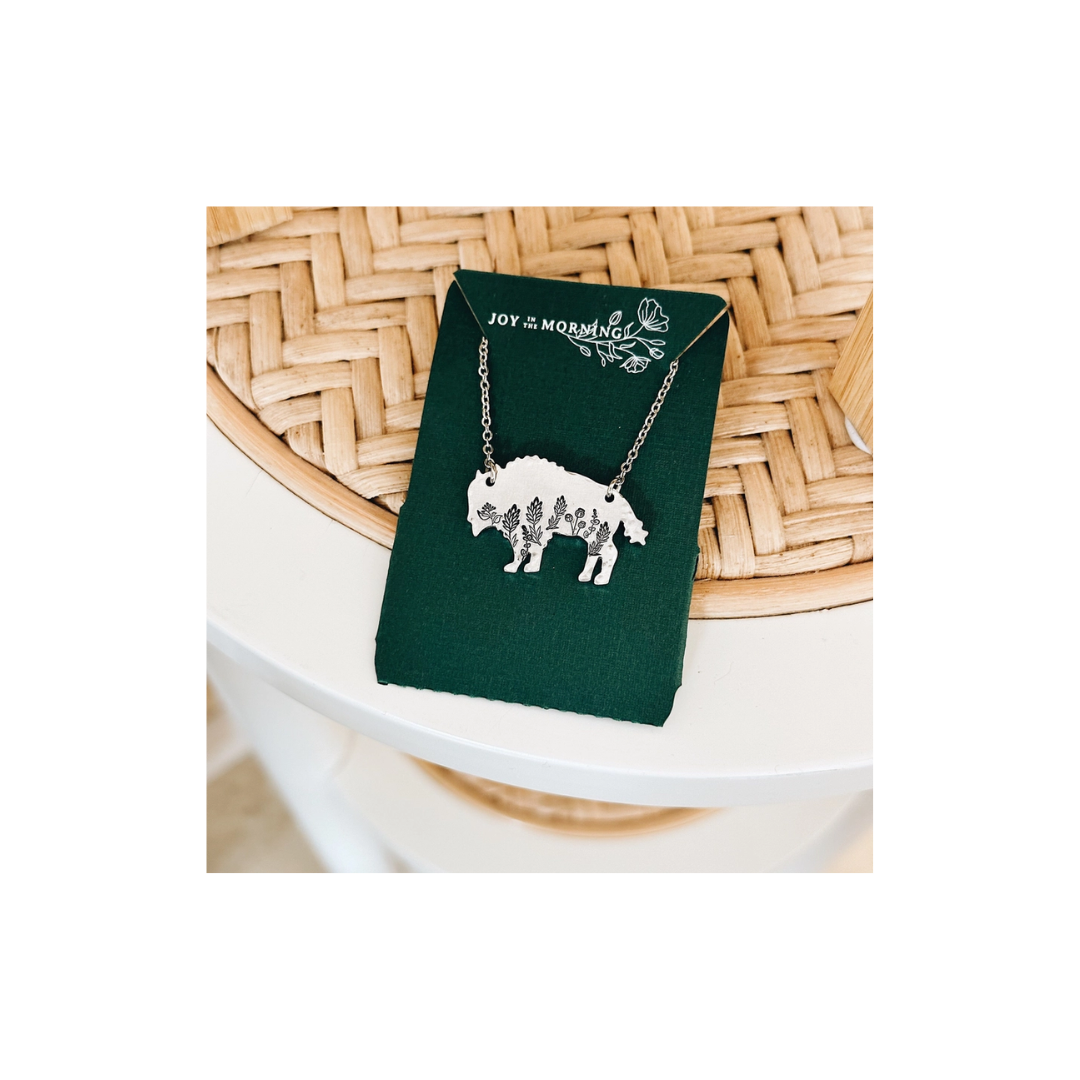 Botanical Buffalo Hand Stamped Necklace