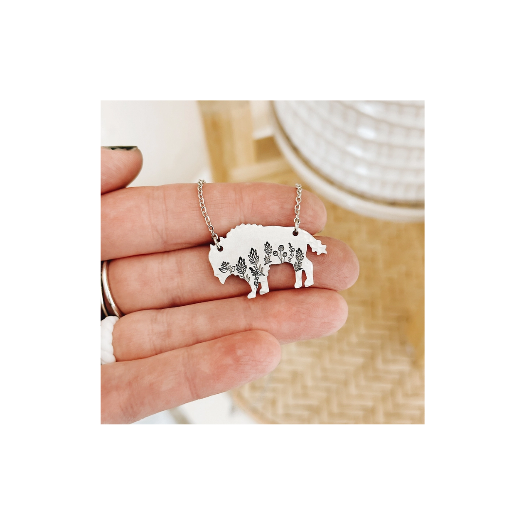 Botanical Buffalo Hand Stamped Necklace