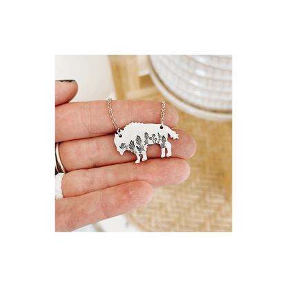 Botanical Buffalo Hand Stamped Necklace