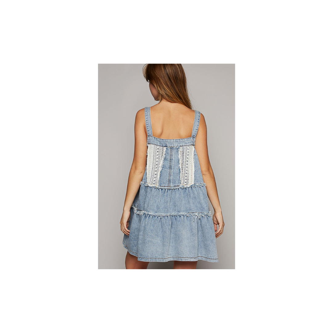 POL Denim Crochet Dress