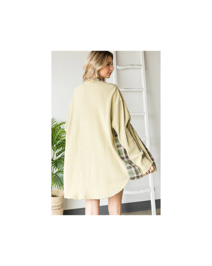 Oli & Hali WASHED PLAID CONTRAST DETAIL WAFFLE SHACKET