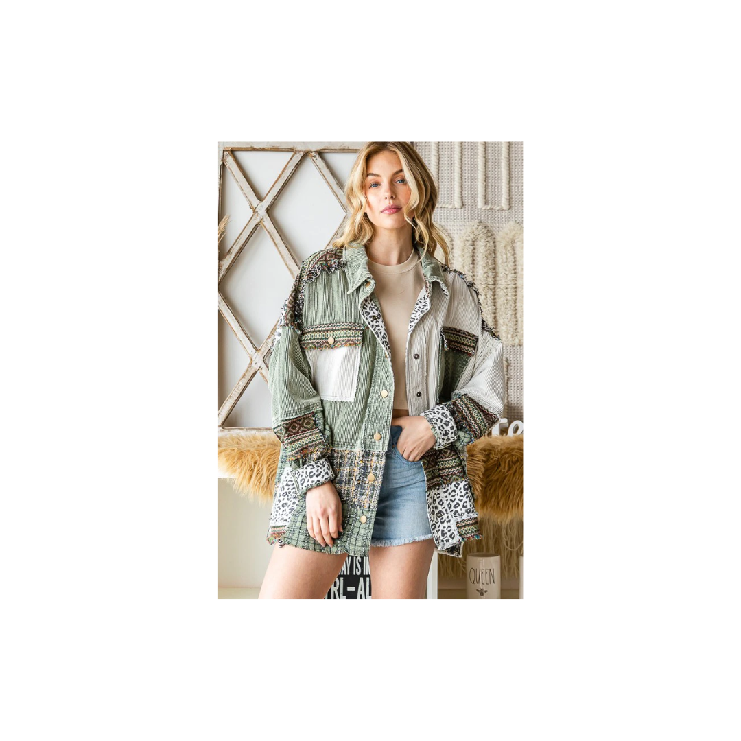 Oli & Hali WASHED MIX MEDIA POCKET CROPPED CORDUROY SHACKET