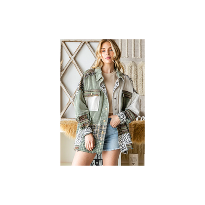 Oli & Hali WASHED MIX MEDIA POCKET CROPPED CORDUROY SHACKET