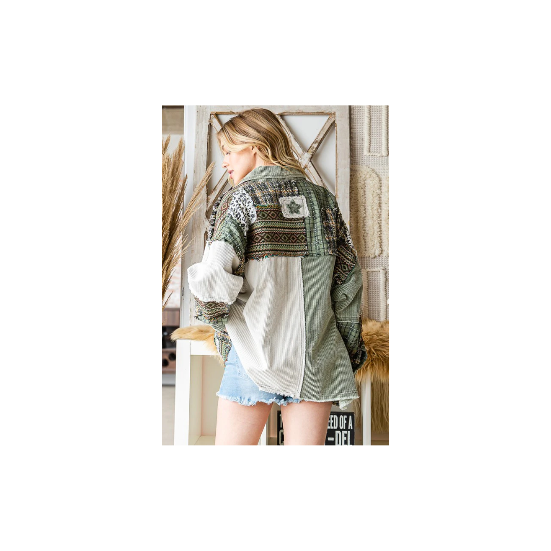 Oli & Hali WASHED MIX MEDIA POCKET CROPPED CORDUROY SHACKET