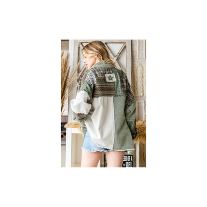 Oli & Hali WASHED MIX MEDIA POCKET CROPPED CORDUROY SHACKET