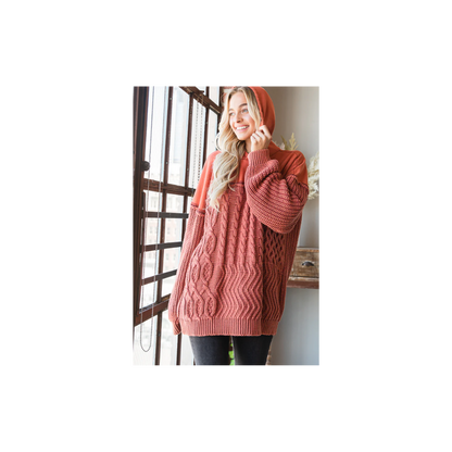 Oli & Hali WASHED CONTRAST YOKE HOODED PULLOVER SWEATER TOP