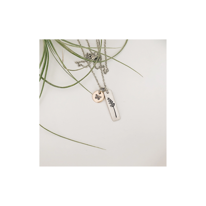 Lavendar Butterfly Hand Stamped Neclace
