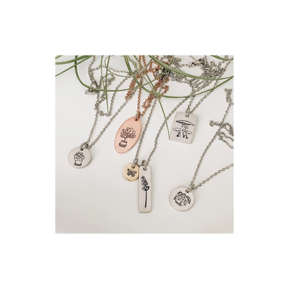 Lavendar Butterfly Hand Stamped Neclace