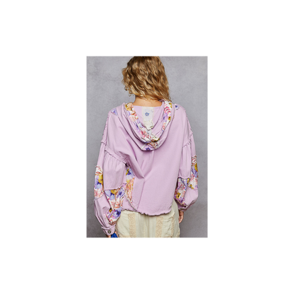 POL Balloon Sleeve Twill Woven Cropped Jacket Top