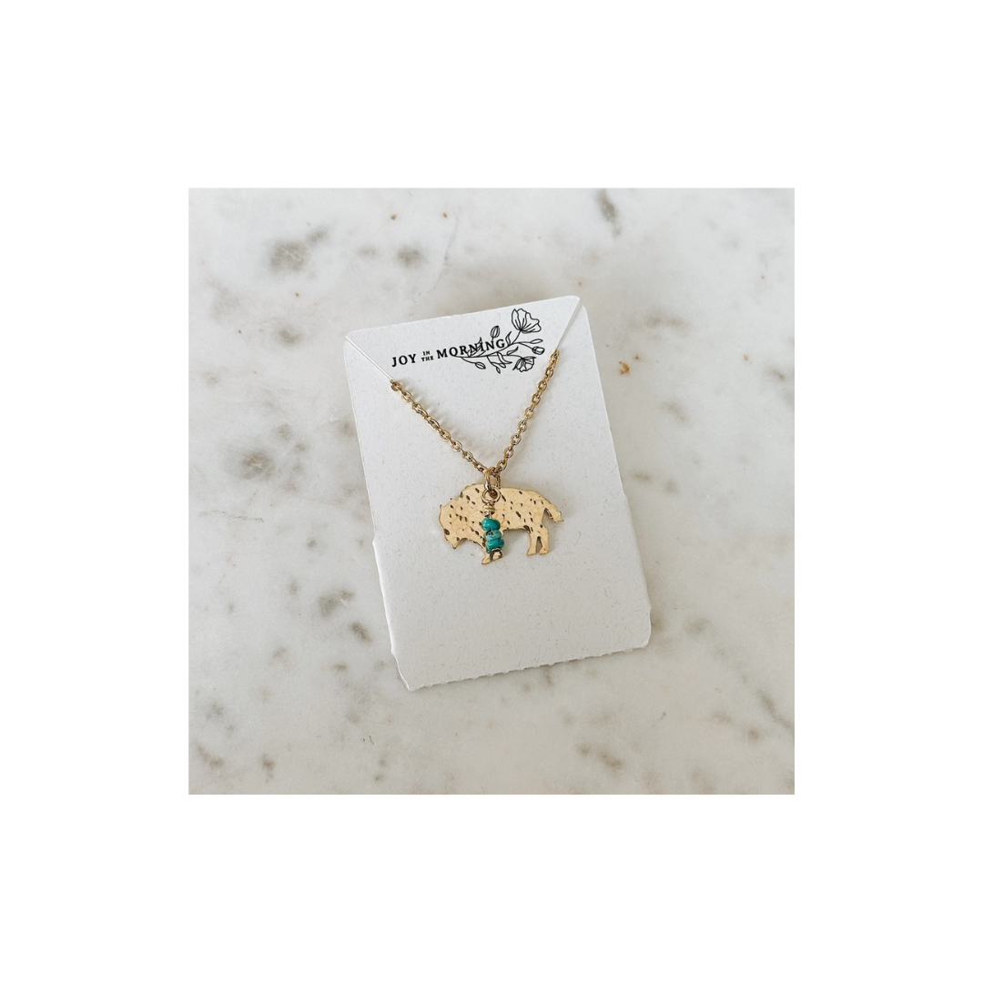 Mini Bison Necklace w/ Turquoise