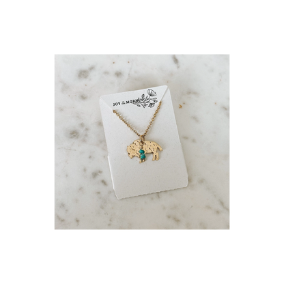 Mini Bison Necklace w/ Turquoise