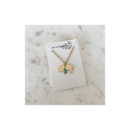 Mini Bison Necklace w/ Turquoise