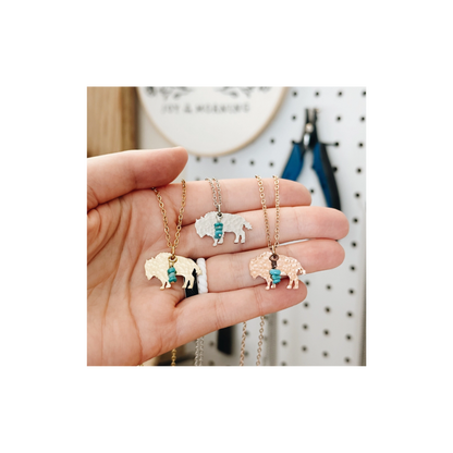 Mini Bison Necklace w/ Turquoise