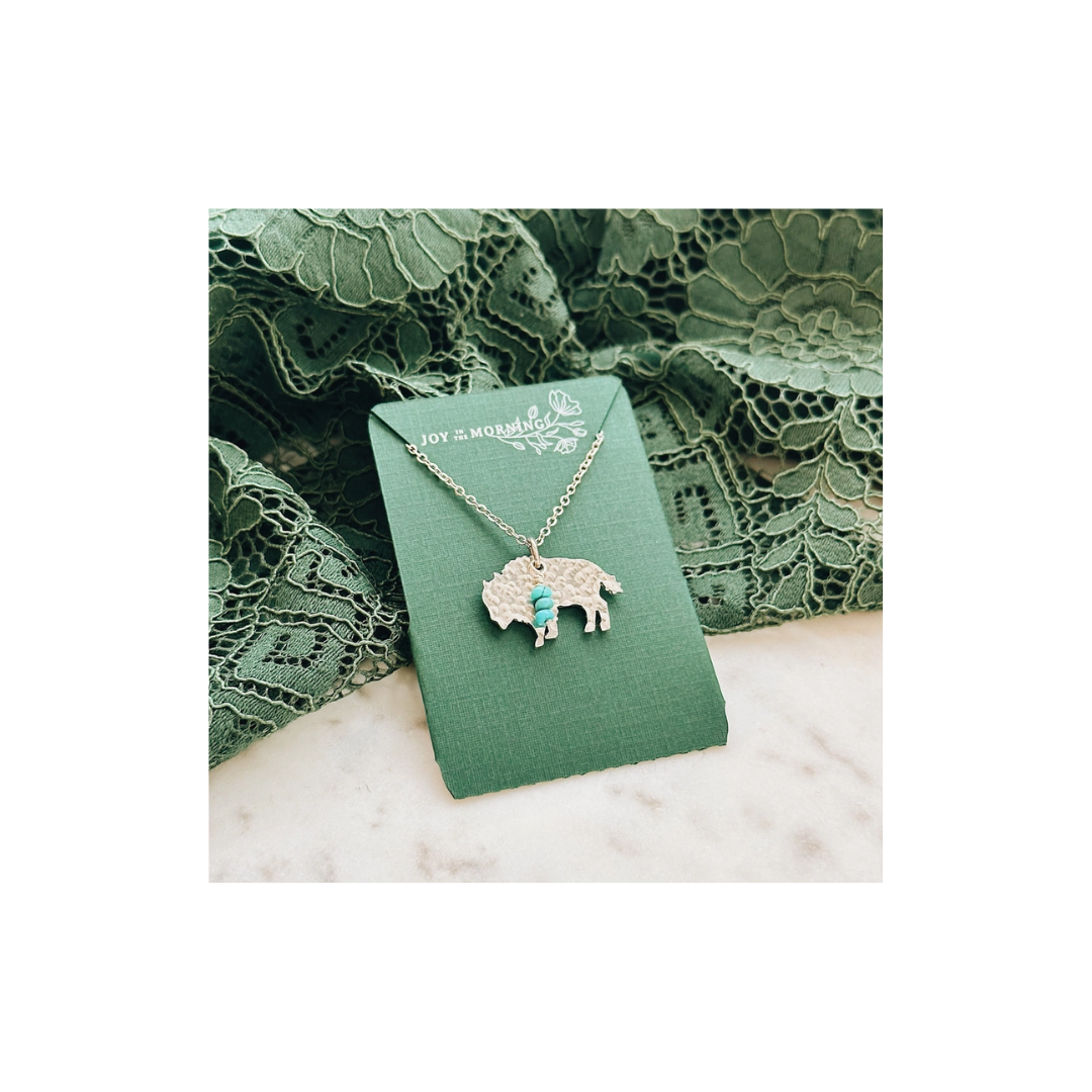 Mini Bison Necklace w/ Turquoise