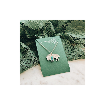 Mini Bison Necklace w/ Turquoise