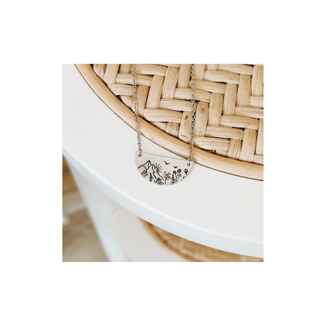 Sunrise Mountain Sem-Cirlce Necklace