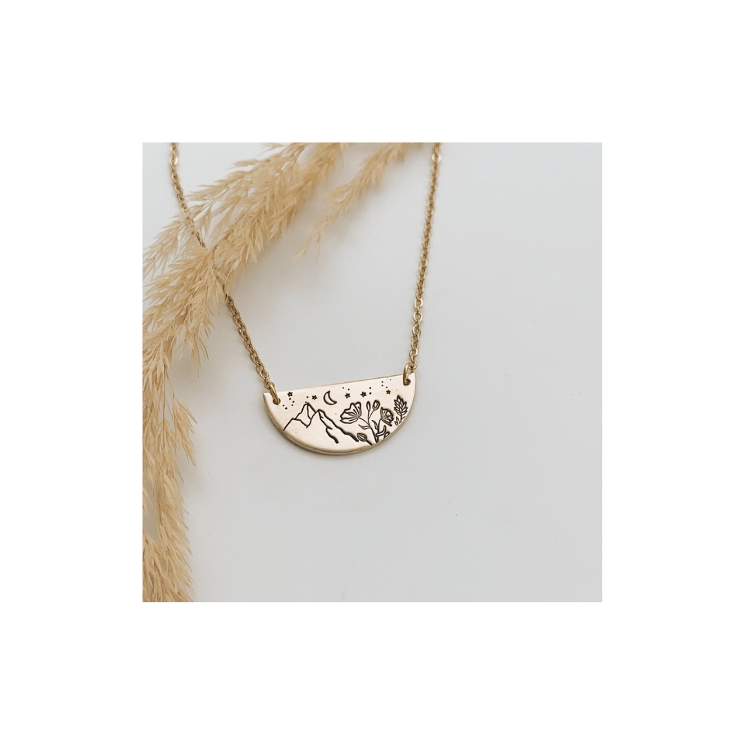 Wildflower Mountain Semi-Circle Necklace