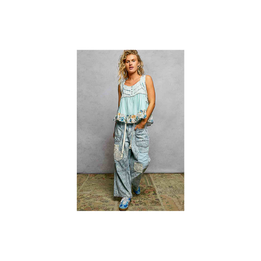 POL Floral Tank Top (Sky Blue)