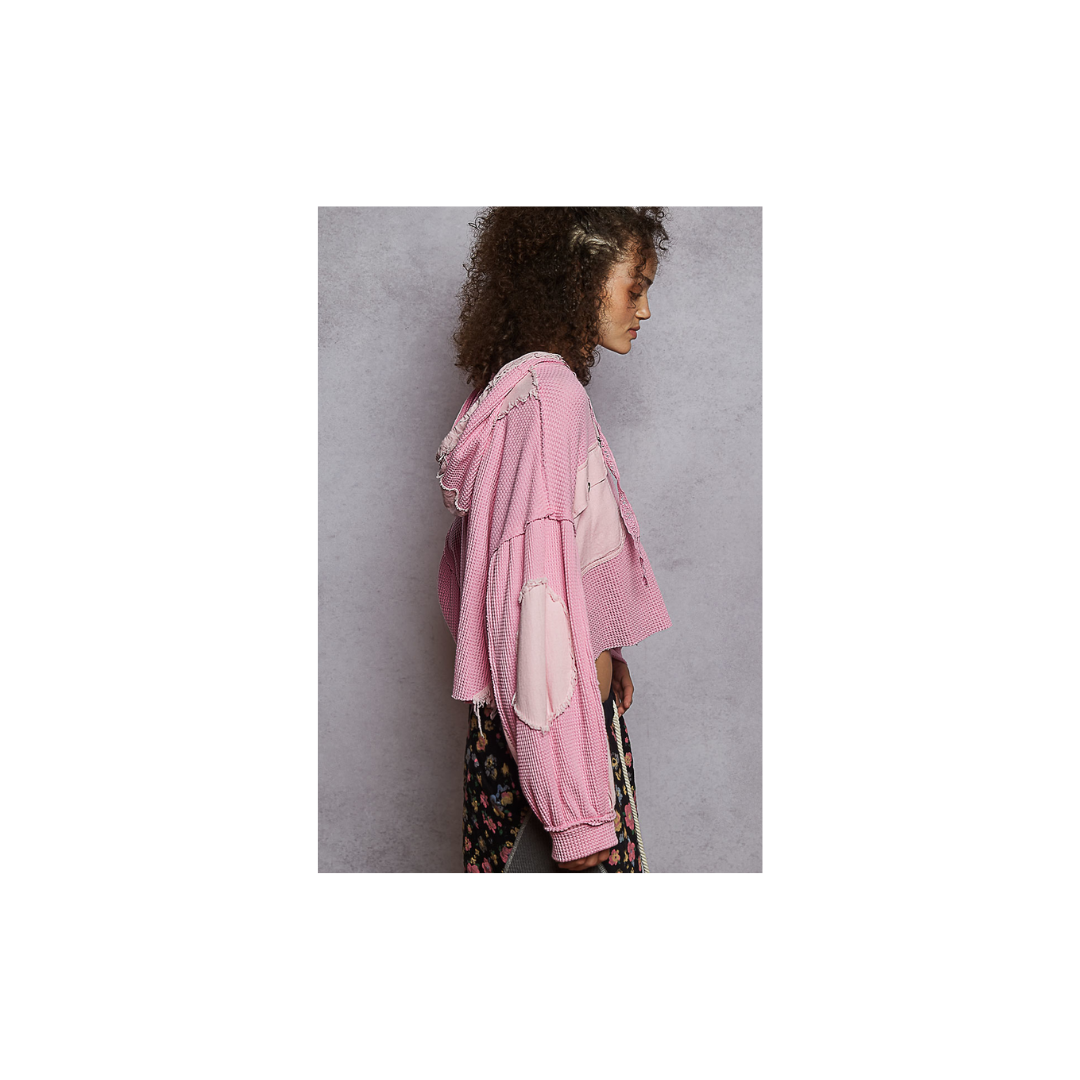 POL Balloon Sleeve Cropped Raw Edge Thermal