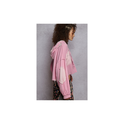 POL Balloon Sleeve Cropped Raw Edge Thermal