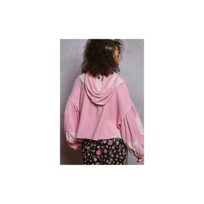 POL Balloon Sleeve Cropped Raw Edge Thermal