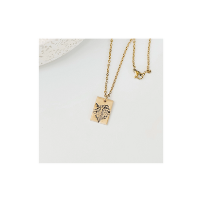 Poppy Bouquet Hand Stamped Necklace