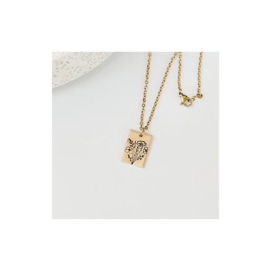 Poppy Bouquet Hand Stamped Necklace