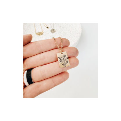 Poppy Bouquet Hand Stamped Necklace