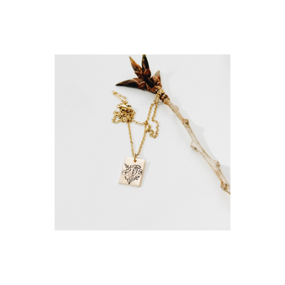 Poppy Bouquet Hand Stamped Necklace